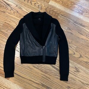 NEW PAIGE Black Moto Sweater Jacket, Size Small